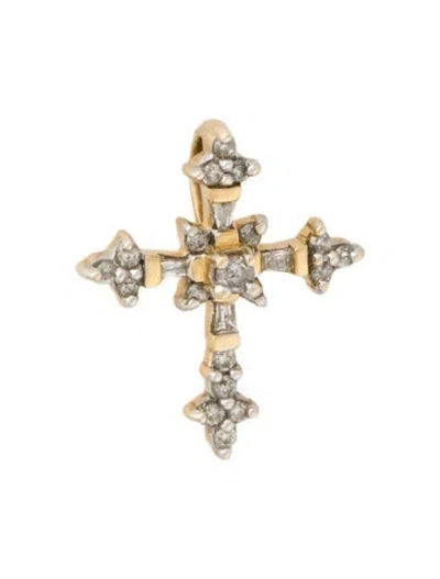 Pre-owned Pendant 14k Diamond Mosaic Cross , 0.75" In Multi