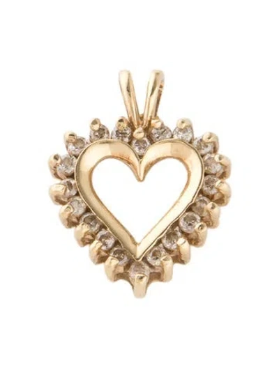 Pre-owned Pendant 14k Diamond Open Heart  In Multi