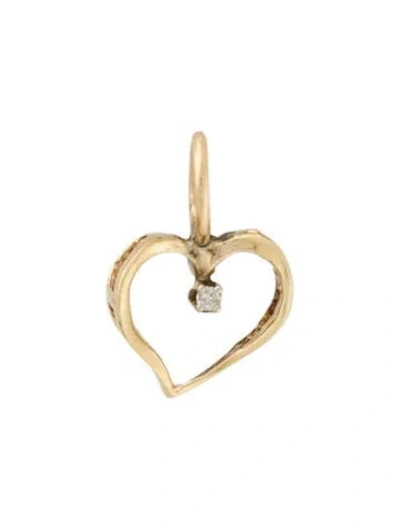 Pre-owned Pendant 14k Diamond Open Heart  In Multi
