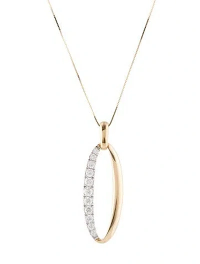 Pre-owned Pendant 14k Diamond Oval  Necklace, 18" In Multi