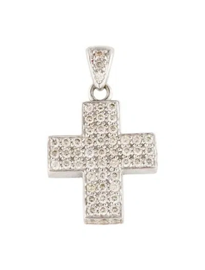 Pre-owned Pendant 14k Diamond Pave Cross  In Multi