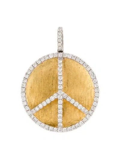 Pre-owned Pendant 14k Diamond Peace  In Multi