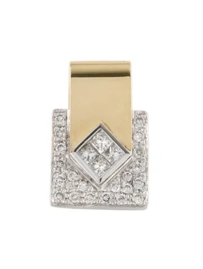 Pre-owned Pendant 14k Diamond  In Multi