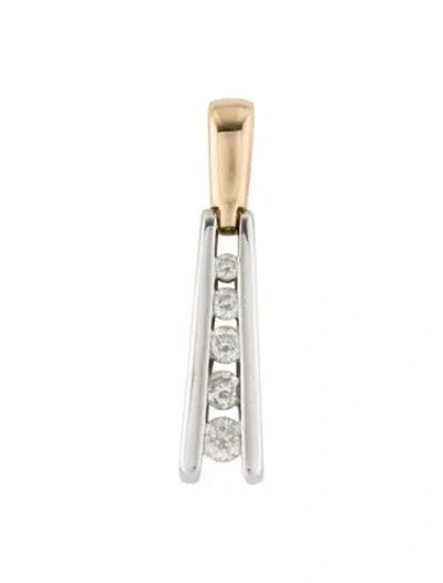 Pre-owned Pendant 14k Diamond  Necklace, 1.25" In Multi