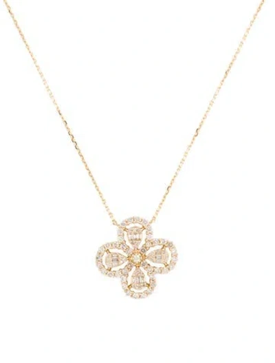 Pre-owned Pendant 14k Diamond  Necklace, 16" In Multi