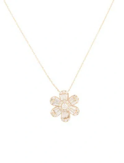 Pre-owned Pendant 14k Diamond  Necklace, 16" In Multi