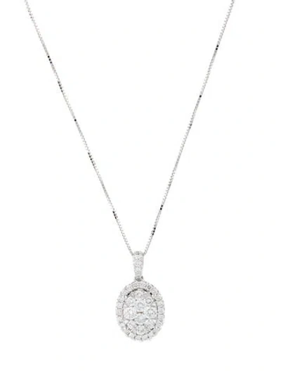 Pre-owned Pendant 14k Diamond  Necklace, 18" In Multi
