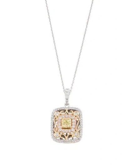 Pre-owned Pendant 14k Diamond  Necklace, 18" In Multi