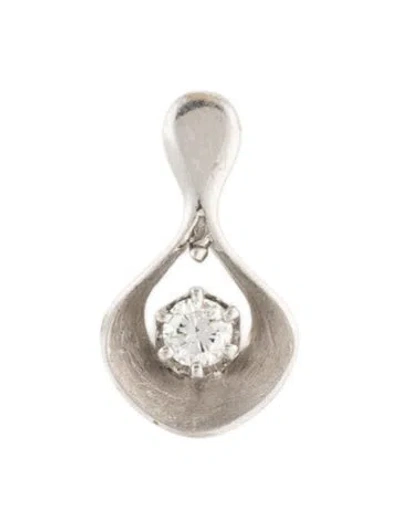 Pre-owned Pendant 14k Diamond Petal  In Multi