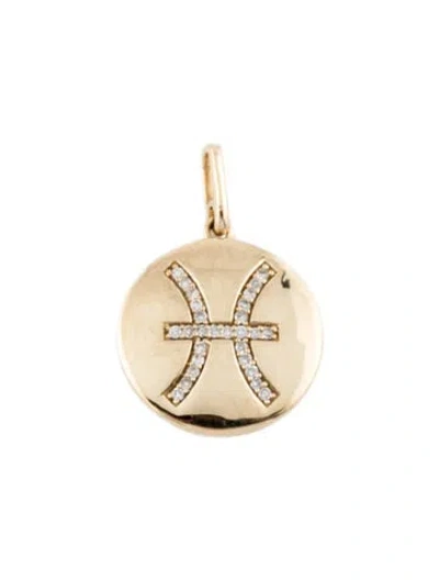 Pre-owned Pendant 14k Diamond 'pisces' Disc  In Multi