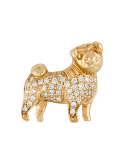 Pre-owned Pendant 14k Diamond Pug Slider , 0.5" In Multi