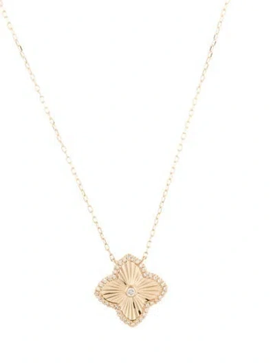 Pre-owned Pendant 14k Diamond Quatrefoil  Necklace, 17.75" In Multi