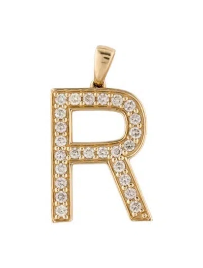Pre-owned Pendant 14k Diamond 'r' , 1" In Multi