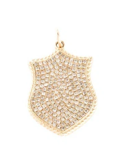 Pre-owned Pendant 14k Diamond Shield  In Multi