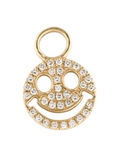 Pre-owned Pendant 14k Diamond Smiley Face  In Multi