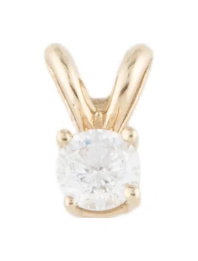 Pre-owned Pendant 14k Diamond Solitaire  Necklace, 0.25" In Multi