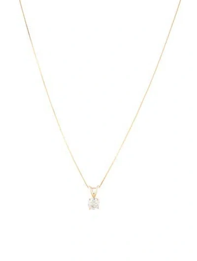 Pre-owned Pendant 14k Diamond Solitaire  Necklace, 18" In Multi