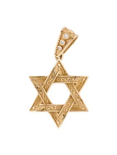 Pre-owned Pendant 14k Diamond Southwestern Star Of David , 1.25" In Multi