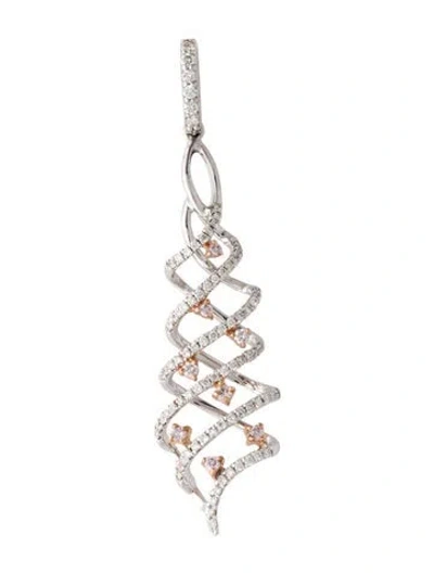 Pre-owned Pendant 14k Diamond Spiral , 2" In Multi