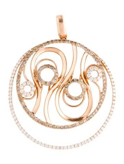 Pre-owned Pendant 14k Diamond Swirl Circular  In Multi