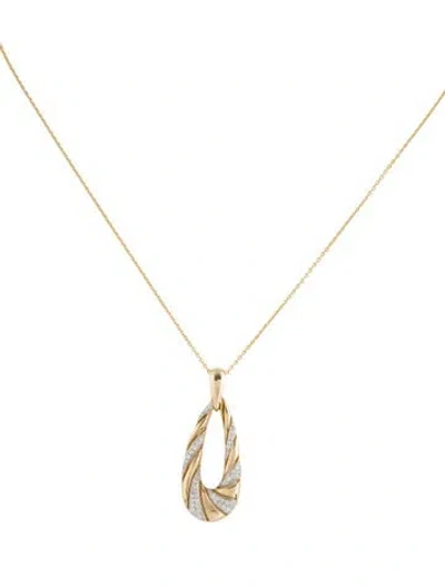 Pre-owned Pendant 14k Diamond Swirl  Necklace, 18" In Multi