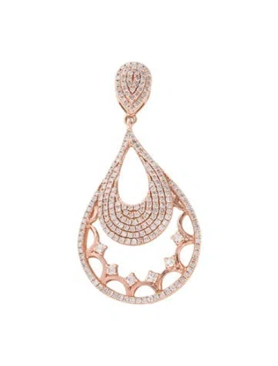 Pre-owned Pendant 14k Diamond Teardrop  In Multi