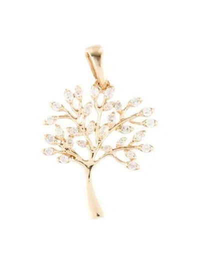 Pre-owned Pendant 14k Diamond Tree  In Multi