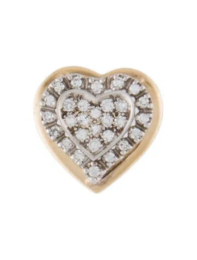 Pre-owned Pendant 14k Diamond Two-tone Heart  In Multi