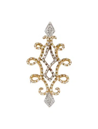 Pre-owned Pendant 14k Diamond Two-tone Slider , 1.5" In Multi