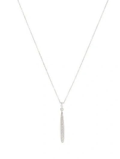 Pre-owned Pendant 14k Diamond Vertical Bar  Necklace, 17" In Multi