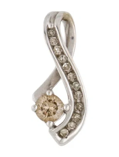 Pre-owned Pendant 14k Diamond Wave, 0.75" In Multi