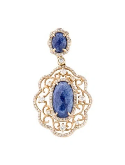 Pre-owned Pendant 14k Dumortierite & Diamond  In Multi
