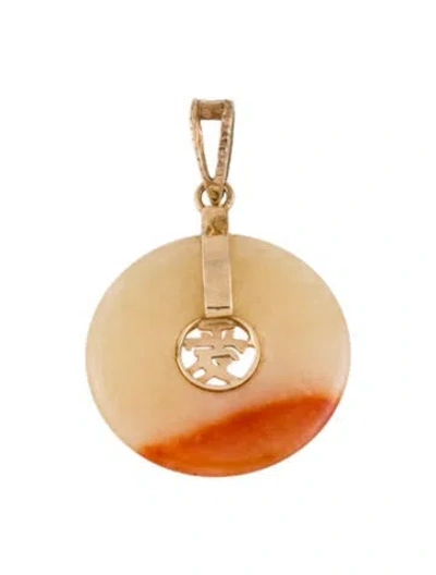 Pre-owned Pendant 14k Dyed Jadeite , 1.25" In Multi