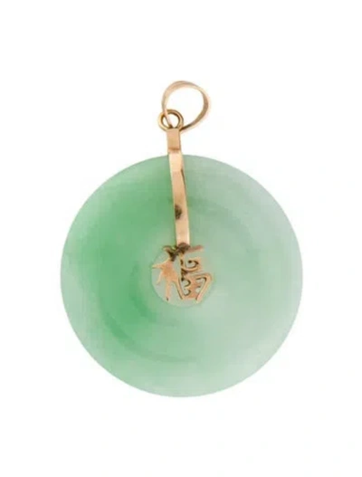 Pre-owned Pendant 14k Dyed Jadeite , 1.5" In Multi