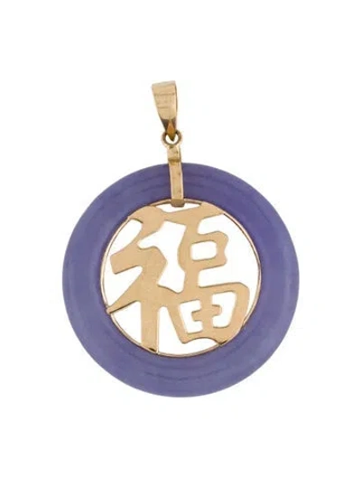 Pre-owned Pendant 14k Dyed Jadeite  In Multi