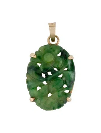 Pre-owned Pendant 14k Dyed Jadeite  In Multi