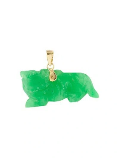 Pre-owned Pendant 14k Dyed Jadeite Tiger , 0.75" In Multi