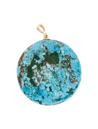 Pre-owned Pendant 14k Dyed Magnesite & Diamond Drop  In Multi