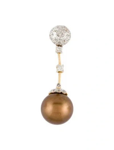Pre-owned Pendant 14k Dyed Pearl & Diamond Drop  In Multi