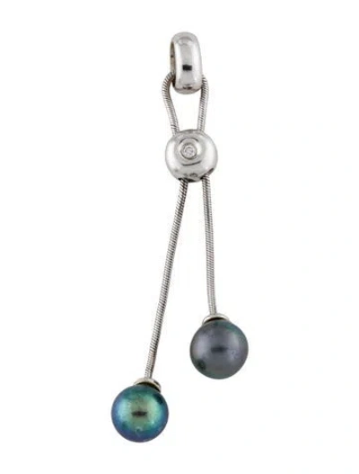 Pre-owned Pendant 14k Dyed Pearl & Diamond  In Multi