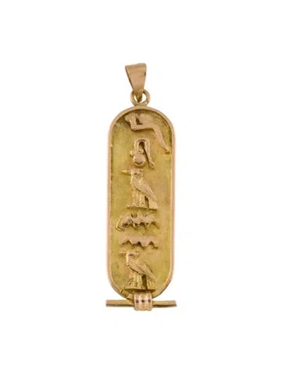 Pre-owned Pendant 14k Egyptian Cartouche , 2" In Multi