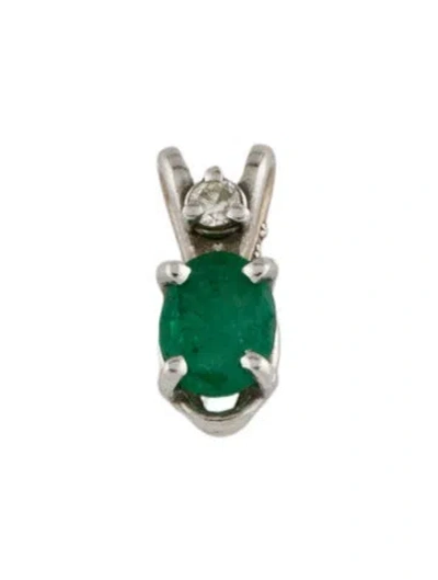 Pre-owned Pendant 14k Emarald & Diamond  In Multi