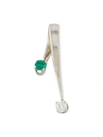 Pre-owned Pendant 14k Emerald & Diamond Slide  In Multi