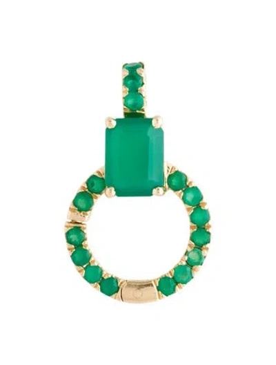 Pre-owned Pendant 14k Emerald & Dyed Chalcedony  In Multi