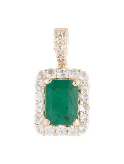 Pre-owned Pendant 14k Emerald & Sapphire  In Multi