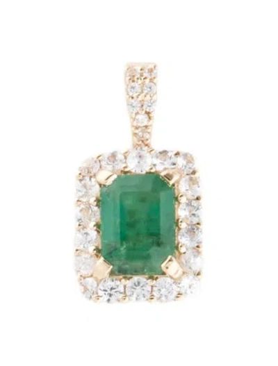 Pre-owned Pendant 14k Emerald & Sapphire  In Multi