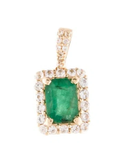 Pre-owned Pendant 14k Emerald & Sapphire  In Multi