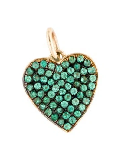 Pre-owned Pendant 14k Emerald Heart  In Multi