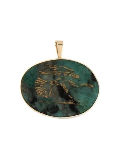 Pre-owned Pendant 14k Emerald  In Multi
