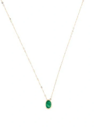 Pre-owned Pendant 14k Emerald  Necklace, 18" In Multi